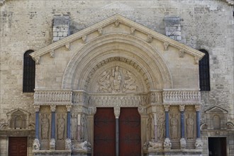 Romanesque facade of the former Benedictine abbey church Eglise Saint-Trophime
