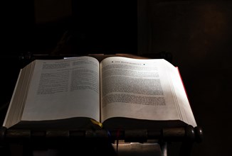 Bible opened on an altar in the church