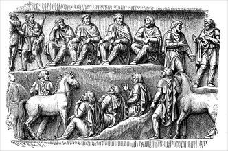 Darstellung einer germanischen Ratsversammlung auf der Colonna