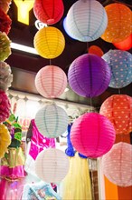 Colorful paper lantern outdoor in the marketplace