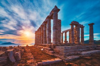 Greece Cape Sounio. Ruins of an ancient temple of Poseidon
