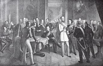 First meeting of the members of the Dresden Conference in the Bruehl Palace in 1850