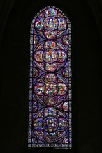 Leaded glass window in Notre Dame Cathedral of Chartres