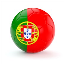 Portugal soccer football ball with Portuguese flag isolated on white background
