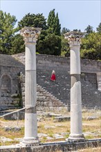 Tourist on stairs