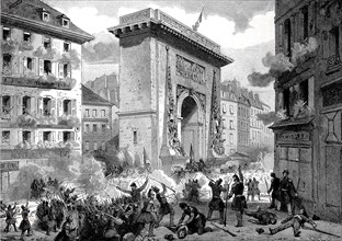 Strassenkampf um das St. Denis-Tor waehrend der Junirevolution in Paris 1848
