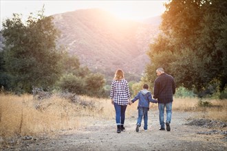mixed-race family taking A walk outdoors