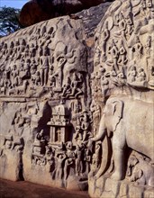 Bas-Relief of the Descent of the Ganges in Arjuna's Penance at Mamallapuram or Mahabalipuram