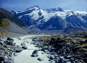 Mountain landscape with mountain brook Mount Cook area