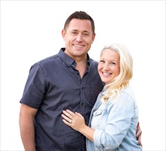 Happy caucasian couple isolated on white background