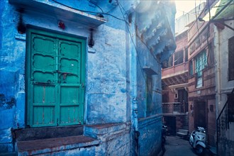Blue houses in streets of of Jodhpur