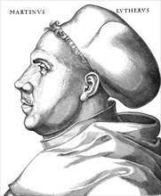 Portraet von Martin Luther im Alter von 38 Jahren in seinem Habit