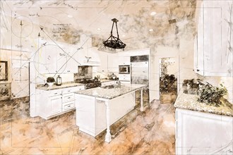 Beautiful custom kitchen concept design drawing
