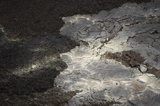 Lava field with sulphur deposits