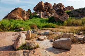 Giant stone boulders in Hampi