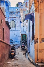 Blue houses in streets of of Jodhpur