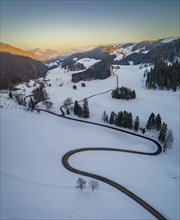 S-curve at Scheltenpass in winter