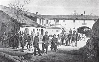 Meeting of King Victor Emanuel with Field Marshal Count Radetzky in Vignale on 24 March 1849