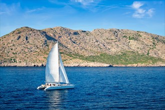 Catamaran yacht in Aegean Sea Mediterranean Sea