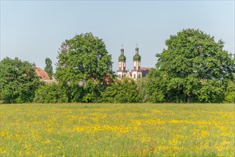Ebersmunster Abbey in spring in central Alsace. Ebersmunter