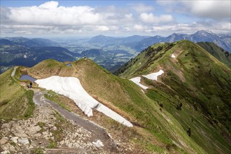 Ridge hiking trail Fellhorngrat between Fellhorn summit and Soellerkopf