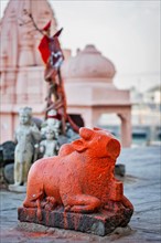 Nandi bull vehicle religious symbol of Hindu god Shiva statue in Ujjain