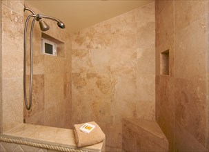 Exotic marble shower & decor