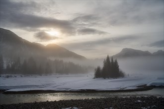 Sunrise at the Rissbach with fog
