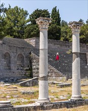 Tourist on stairs