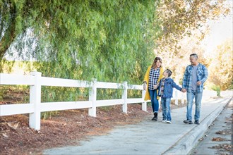 mixed-race family taking A walk outdoors