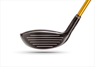 Face of fairway wood golf club on white background
