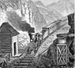 A stop on the Pacifi c Railway in the Rocky Mountains in 1880