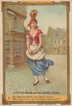 Picture series castles in the air of the milkmaid: She carries the milk into the city