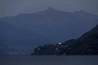 Blue hour on Lake Maggiore on the shore of Cannobio