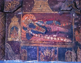 Seventeenth century murals on wall in Varadaraja Perumal or Vishnu temple in Kancheepuram