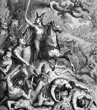 Battle between Romans and Germanic tribes