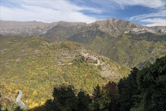 Autumn in the Ligurian Alps with a view of Corte