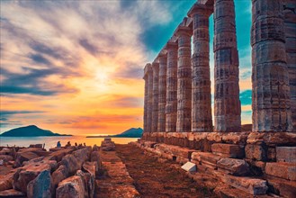 Greece Cape Sounio. Ruins of an ancient temple of Poseidon