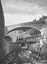 A crossing of the London Light Railway in 1860