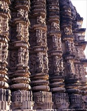Sculptures on the exterior of the Duladeo Temple walls in Khajuraho