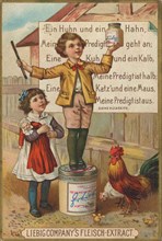 Picture series Children and Proverbs: A chicken and a rooster