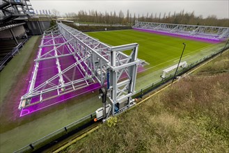 Fully automatic movable LED lighting system for turf growth lighting of stadium driven turf football pitch playing field of Bundesliga club football club FC Schalke 04