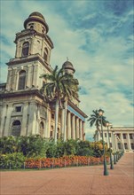 Old cathedral of managua with blue sky