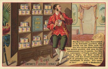 A gentleman has arranged his pots in the cupboard in such a way that from the height downwards