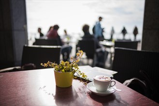 Cappuccino in a cafe on Lake Constance