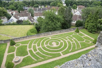 Labyrinth in the gardens of the episcopal palace below Notre Dame of Chartres Cathedral