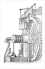 Water hoist machine with sweeper wheel