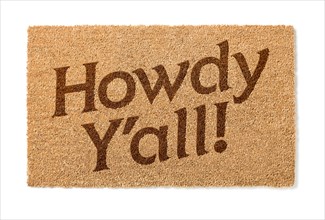 Howdy yall welcome mat isolated on A white background