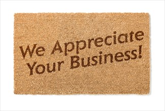 We appreciate your business welcome mat isolated on A white background