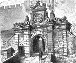 Outer gate of the castle Veste Coburg around 1880